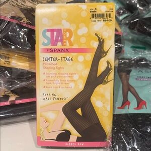 SPANX Center-Stage Patterned Shaping Tights in Black